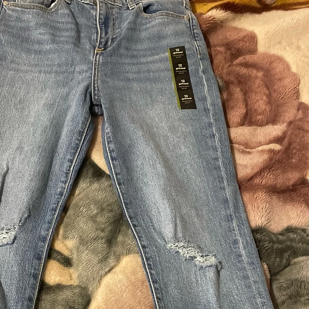 COPY - Girlfriend Jean Distressed  With  Adjustable Waisted
